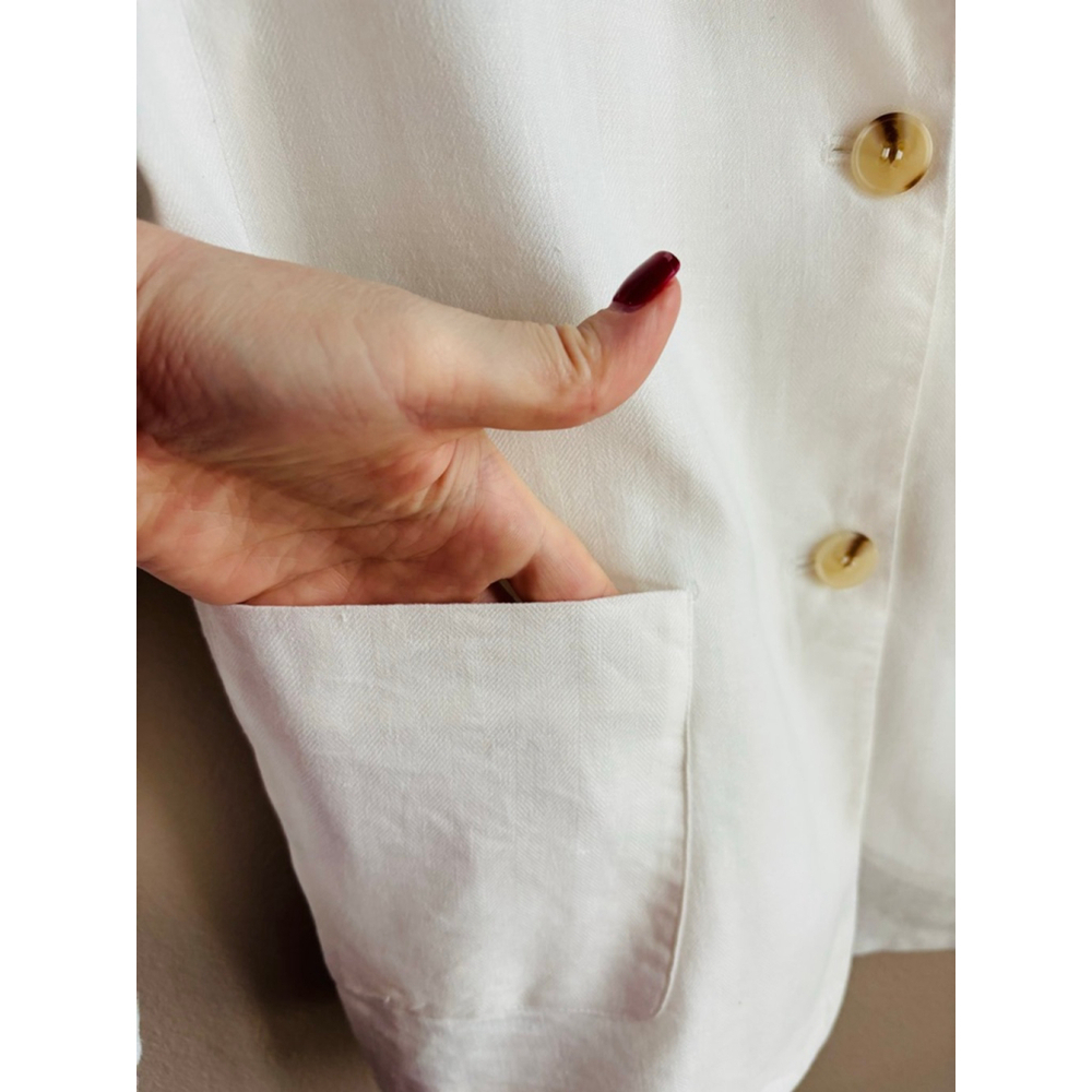 EUC J.McLaughlin Women’s Merona Linen-Blend Jacket in Ivory | Sz M - Picture 4 of 9